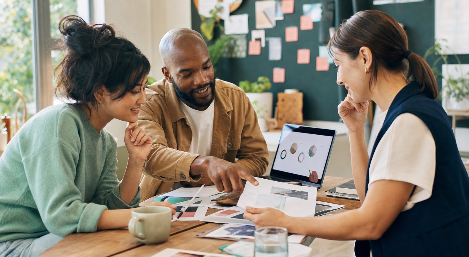 A product and brand team discussing customer research together